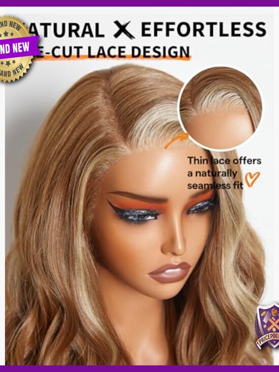 22 Inch Glueless Lace Front Wig, Pre Plucked Natural Hairline, Body Wave